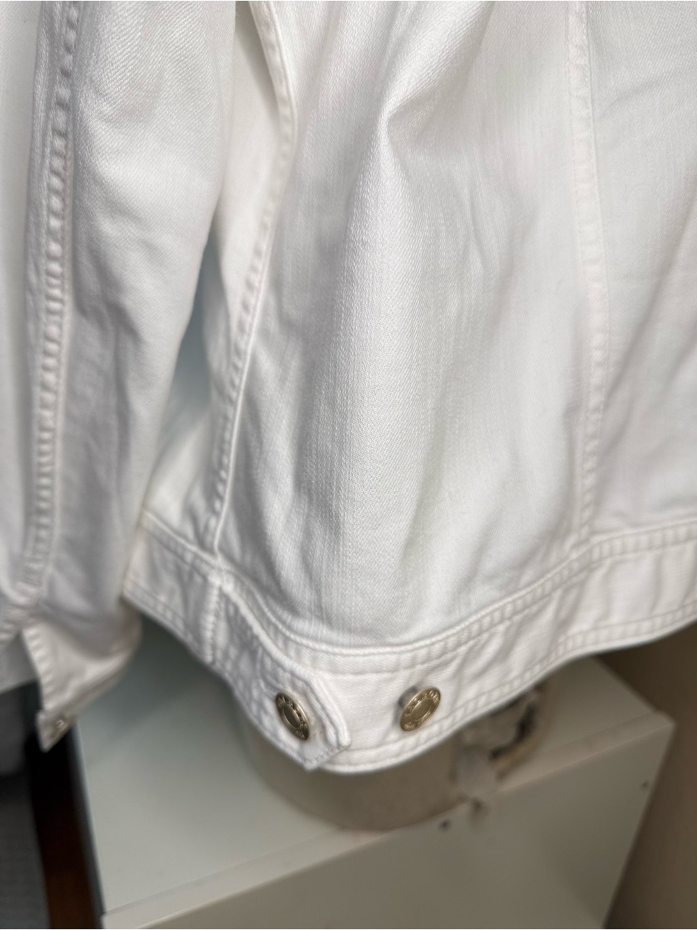 Talbots Plus White Denim Trucker Jacket Jean Coat Size 2X Classic Casual - Picture 7 of 8